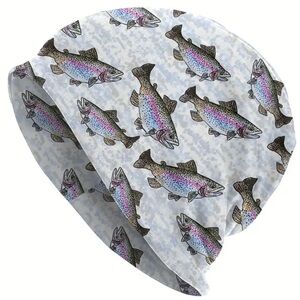 Fish Patterned Beanie Hat NWT